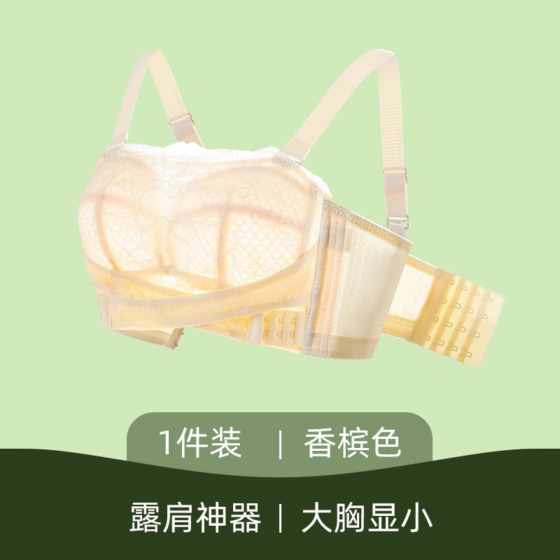 Lace Strapless Bralette Anti-Slip Large Size White - Image 3