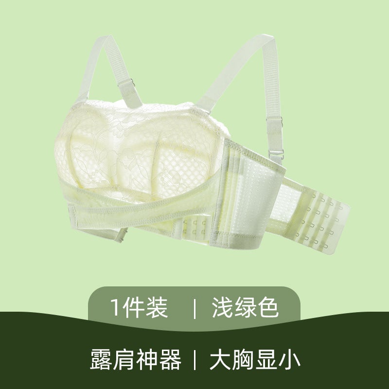 Lace Strapless Bralette Anti-Slip Large Size White - Image 2