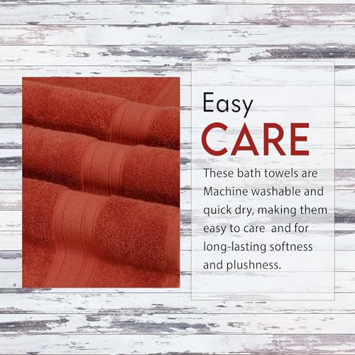 Ambra Linens 500 GSM Highly Absorbent Towels Set, 100% Cotton, Soft and Plush, All Seasons Use, Large, Everyday Use, Durable (4 Pcs Hand Towel Set, Rust) - Image 5