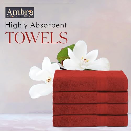 Ambra Linens 500 GSM Highly Absorbent Towels Set, 100% Cotton, Soft and Plush, All Seasons Use, Large, Everyday Use, Durable (4 Pcs Hand Towel Set, Rust) - Image 2