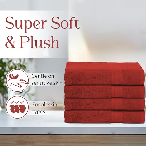 Ambra Linens 500 GSM Highly Absorbent Towels Set, 100% Cotton, Soft and Plush, All Seasons Use, Large, Everyday Use, Durable (4 Pcs Hand Towel Set, Rust) - Image 3