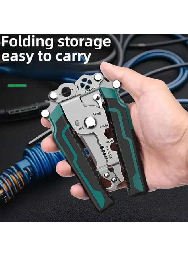 Black 18 in 1 Electricians Multitool Foldable Wire Stripper Hook Cutter Screwdriver Wrench - Image 2