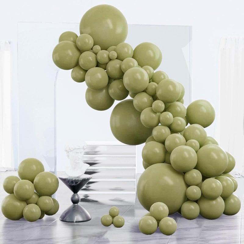PartyWoo Sage Green Balloons 85pcs Different Sizes of 18 12 10 5 Inch Olive Boho Green Latex Balloon Arch Kit for Wedding Birthday Dinosaur Jungle Golf Football Theme Party Decorations Green-F11 - Image 1