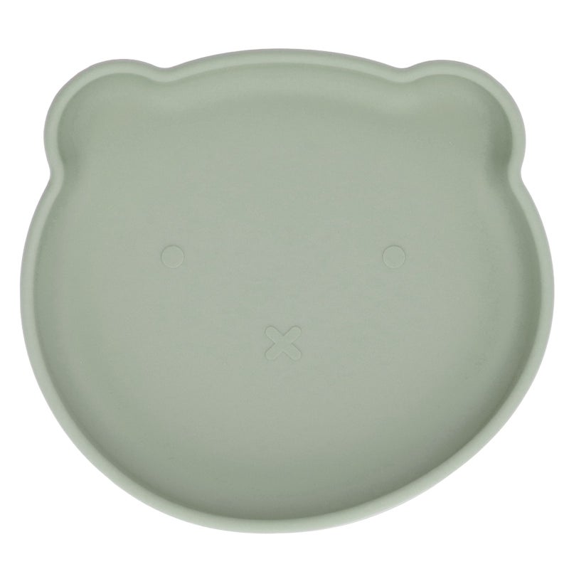 Baby Suction Plate Dark Green Cute Bear Shape - Strong Table Suction Silicone Plate for Babies Over 6 Months, Self Feeding Practice - Image 4