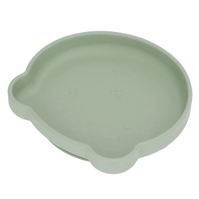 Baby Suction Plate Dark Green Cute Bear Shape - Strong Table Suction Silicone Plate for Babies Over 6 Months, Self Feeding Practice - Image 5