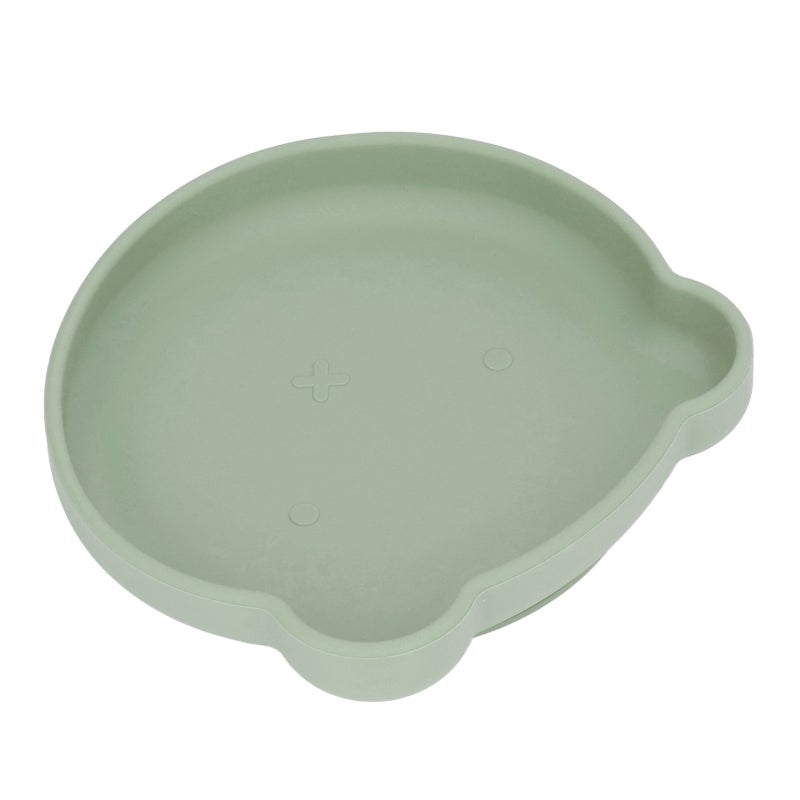 Baby Suction Plate Dark Green Cute Bear Shape - Strong Table Suction Silicone Plate for Babies Over 6 Months, Self Feeding Practice - Image 3