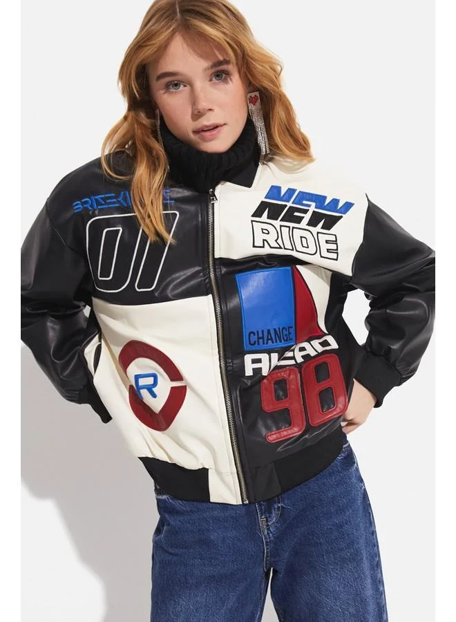 جون June Women Pu Leather Unisex Jacket Black