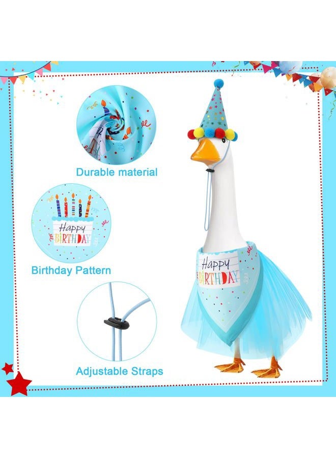 Hoemwarm Birthday Porch Goose Outfits with Birthday Hat Bandana and Tutu Skirt Yard Lawn Goose Statue Clothes for 23" 17" Cement Plastic Goose Duck Decor - Image 3