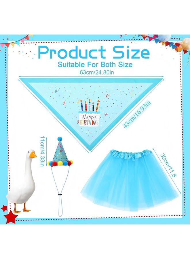Hoemwarm Birthday Porch Goose Outfits with Birthday Hat Bandana and Tutu Skirt Yard Lawn Goose Statue Clothes for 23" 17" Cement Plastic Goose Duck Decor - Image 2