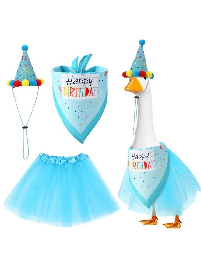 Hoemwarm Birthday Porch Goose Outfits with Birthday Hat Bandana and Tutu Skirt Yard Lawn Goose Statue Clothes for 23" 17" Cement Plastic Goose Duck Decor - Image 1