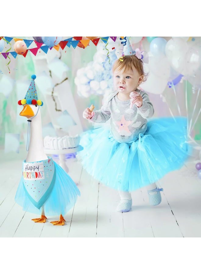 Hoemwarm Birthday Porch Goose Outfits with Birthday Hat Bandana and Tutu Skirt Yard Lawn Goose Statue Clothes for 23" 17" Cement Plastic Goose Duck Decor - Image 4