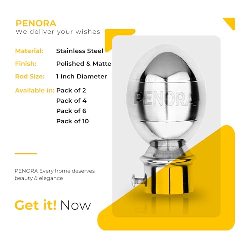 Penora Stainless Steel SS Knob with Stainless Steel Curtain Bracket Holder (PARDA Support) for Door and Window Accessories for 1 Inch Curtain Rod (Pack of 10, Steel) - Image 3