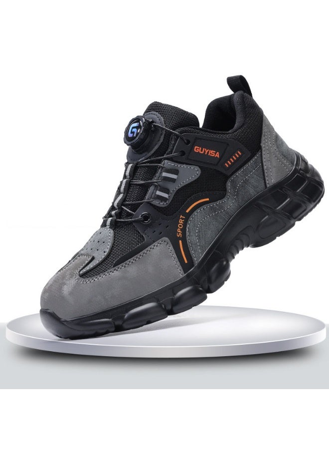 NIBEMINENT Rotating Buttons Work Safety Shoes For Men Men Steel Toe Shoes Puncture-Proof Men Work Sneakers Lightweight Protective Boots - Image 1