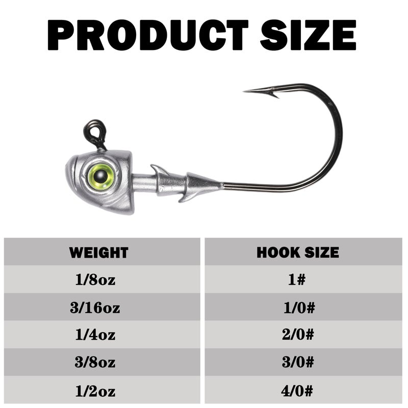 FISHCORNER Swimbait Jig Heads Fishing Jigs Swim Bait Jighead with Two Bait Keepers and 3D Eyes 1/4oz Jigheads Freshwater Saltwater Fishing - Image 5