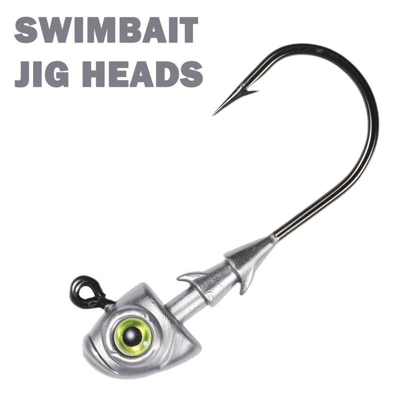 FISHCORNER Swimbait Jig Heads Fishing Jigs Swim Bait Jighead with Two Bait Keepers and 3D Eyes 1/4oz Jigheads Freshwater Saltwater Fishing - Image 2