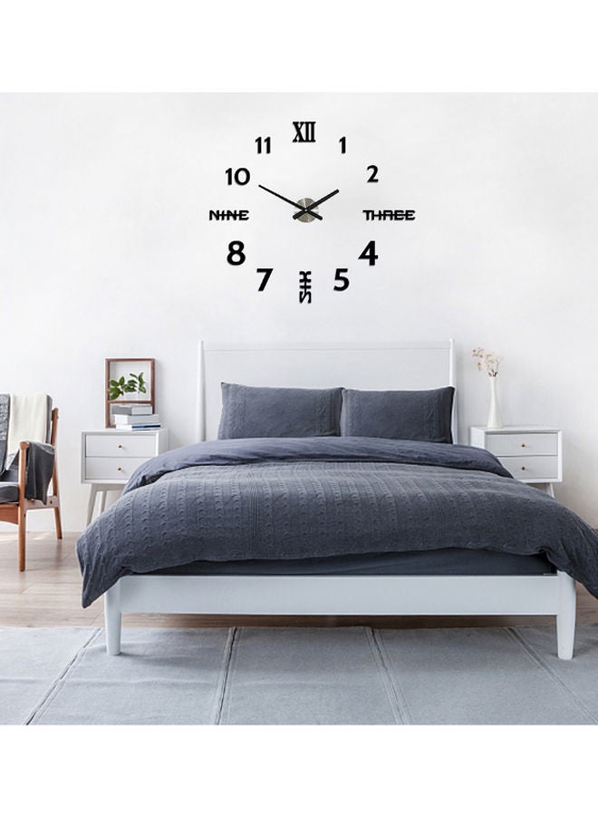 NIBEMINENT 3D Mirror Sticker Frameless Wall Clock Black 50 x 50cm  - Image 2