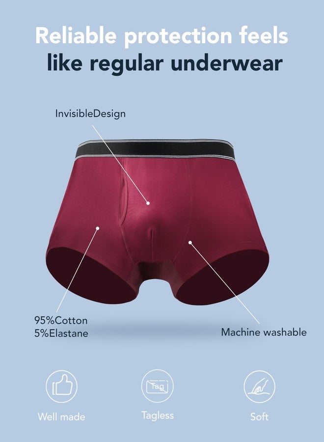 TIICHOO Mens Incontinence Underwear Washable Cotton Reusable Leakproof Boxer Briefs 3 Pack(X-Large, Gray/Navy Blue/Burgundy - Image 4