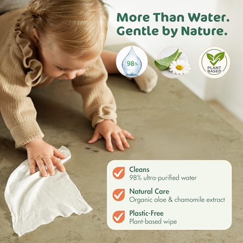 Naty Baby Wipes | 98% Water, Hypoallergenic & Natural for Sensitive Skin | Unscented, Plant-Based, Fragrance-Free | Plastic-Free & Compostable | Newborn & Toddler Diaper Wipes | 168 Count (3 Packs) - Image 3