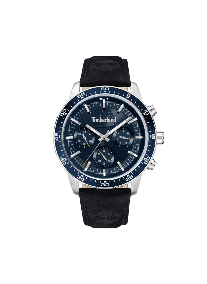 Timberland Parkman 44 mm Men's Multifunction Watch Navy  Dial  & Brown Leather Strap