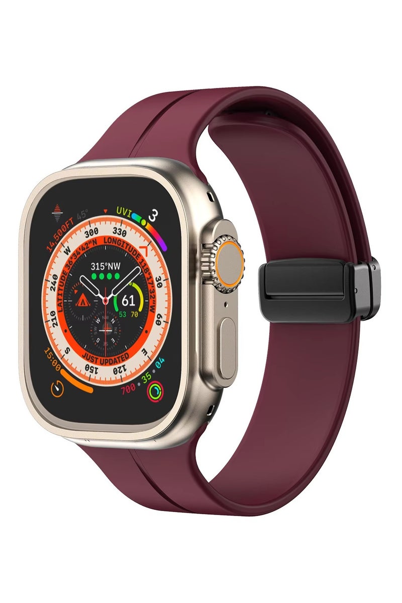 TWEGGON Silicone Band/Strap for Apple Watch All Series Compatible with 46mm/45mm/44mm/49mm Wine Red - Image 1