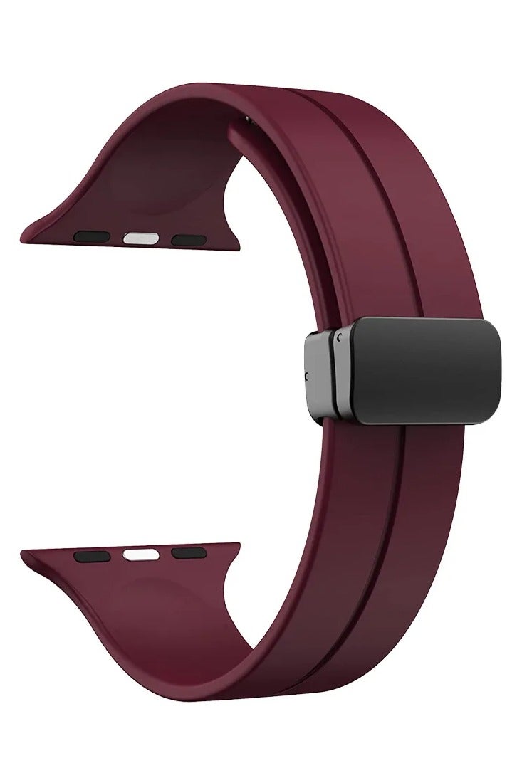 TWEGGON Silicone Band/Strap for Apple Watch All Series Compatible with 46mm/45mm/44mm/49mm Wine Red - Image 2
