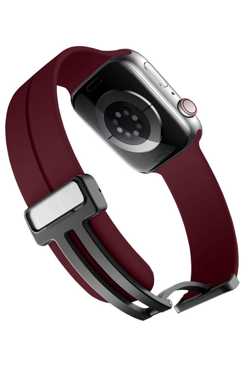 TWEGGON Silicone Band/Strap for Apple Watch All Series Compatible with 46mm/45mm/44mm/49mm Wine Red - Image 4