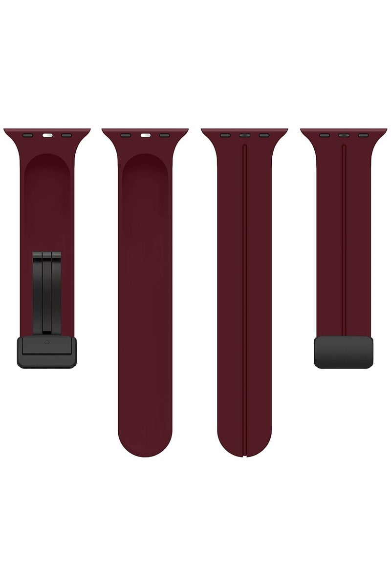 TWEGGON Silicone Band/Strap for Apple Watch All Series Compatible with 46mm/45mm/44mm/49mm Wine Red - Image 5