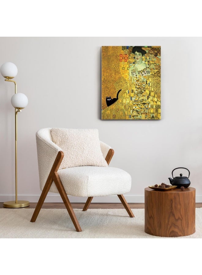 Home Trove Black Cat Aesthetic Posters Famous Print Portrait Of Adele Bloch-Bauer I 1907 By Gustav Klimt Golden Canvas Wall Art For Living Room, Bedroom, Office 11" X 14" - Image 4