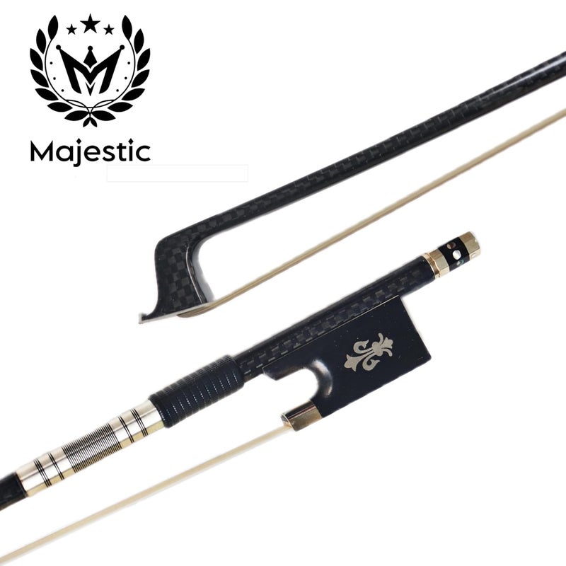 Majestic قوس كمان احترافي من ألياف الكربون، حجم كامل 4/4، ألياف كربون أصلية، ضفدع من قرن الثور الحقيقي، توازن وبنية مثالية، عرض صوت واضح وسلس - Image 2