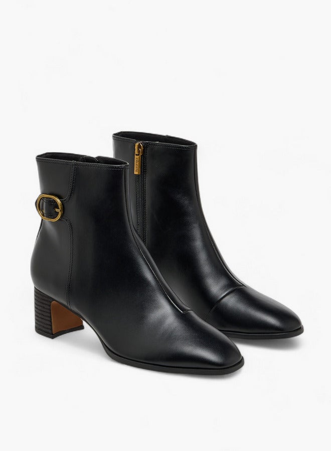 سيليست بوت نسائي بكعب عريض وإبزيم وسحاب - Image 1