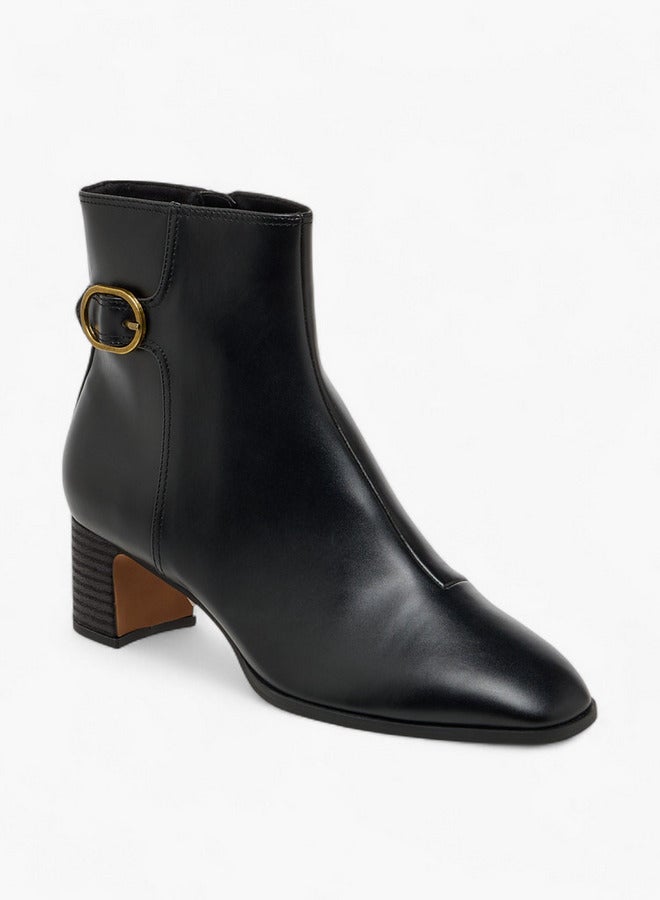 سيليست بوت نسائي بكعب عريض وإبزيم وسحاب - Image 2