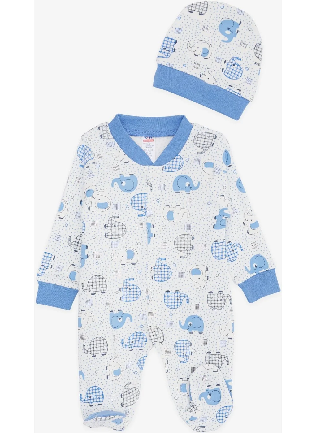 Breeze Baby Boy Booties Overalls Cute Baby Elephant Pattern 0-3 Months-6 Months, White