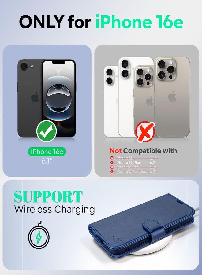OCASE iPhone 16e Case, Cover iPhone 16e Inner TPU Shockproof Wallet, RFID Blocking, Card Slot, Stand Holder, Leather Cases for iPhone 16e - Blue - Image 2