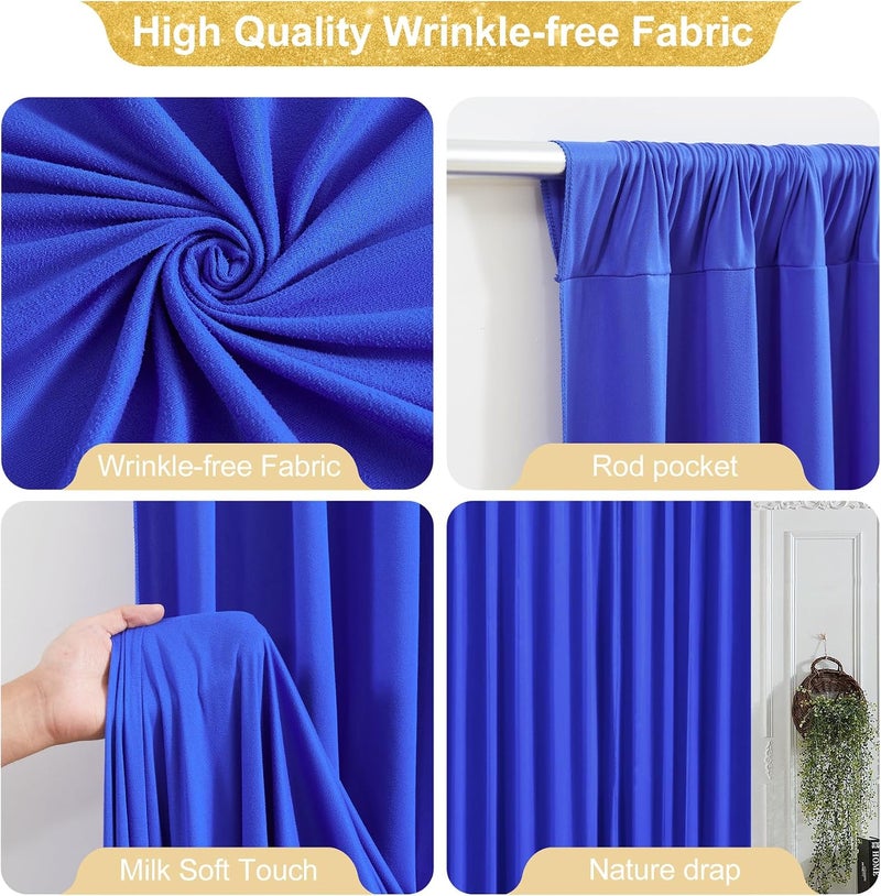 PARTISKY 40x10FT Royal Blue Backdrop Curtains for Wedding Parties, Wrinkle Free Polyester Photography Backdrop Drapes for Baby Shower Birthday Parties Stage Background Stand Decorations 4x10ft,10 Panels - Image 2