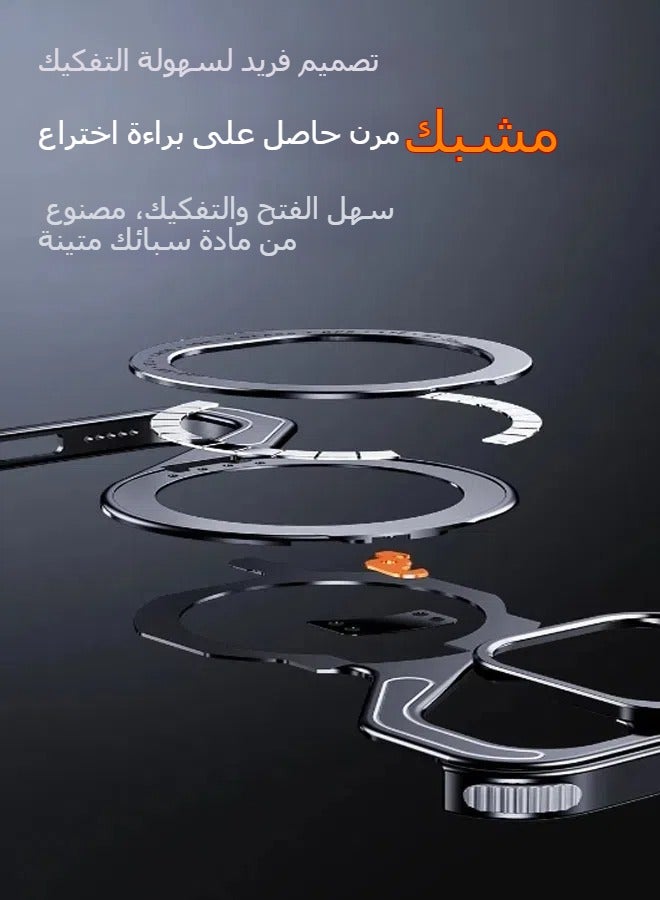 general Deluxe Metal Z-Shaped Magnetic MagSafe Stand Phone Case for iPhone 16ProMax 16Pro Detachable Snap Frame Shock Case - Image 3