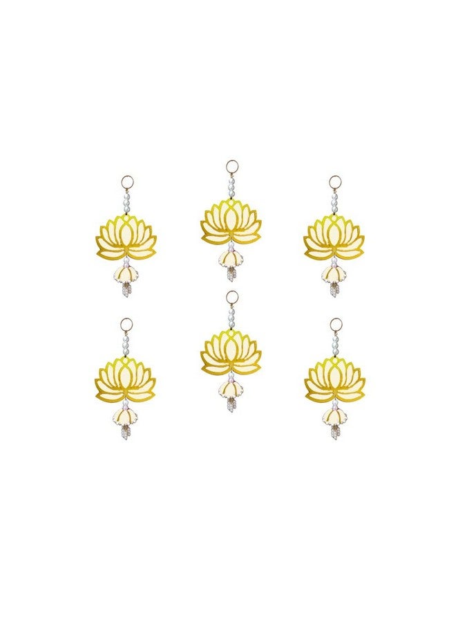 GIFT JAIPUR Lotus Cream Jhumka Wall Decor Hanging Set of 6 - Diwali Showpiece Gift Home Temple Pooja Festival Wedding Marriage Stage Decoration - Image 3