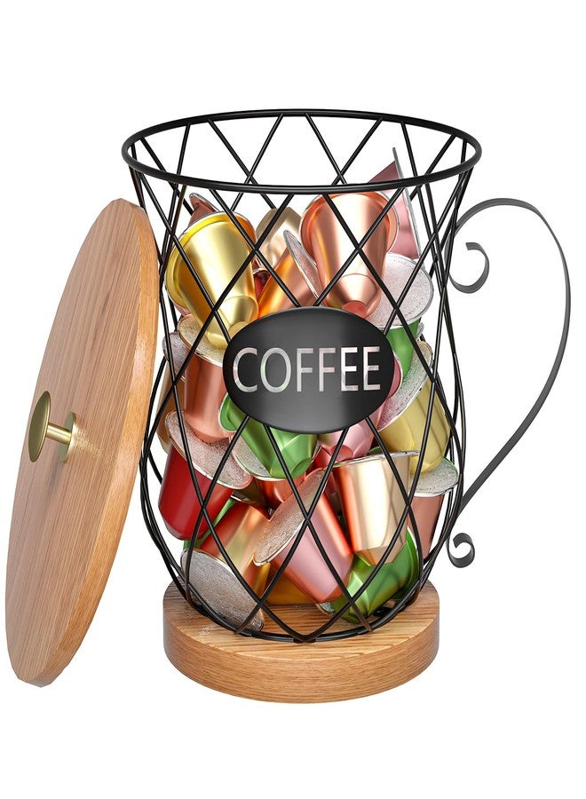 CORTNK Coffee Pod Holder with Lid - Large Capacity Black K Cup Holder Organizer for Counter - Coffee Bar Accessories Decor Station for Pods, Espresso, Capsules, Creamer(Prismatic Grid) - Image 1