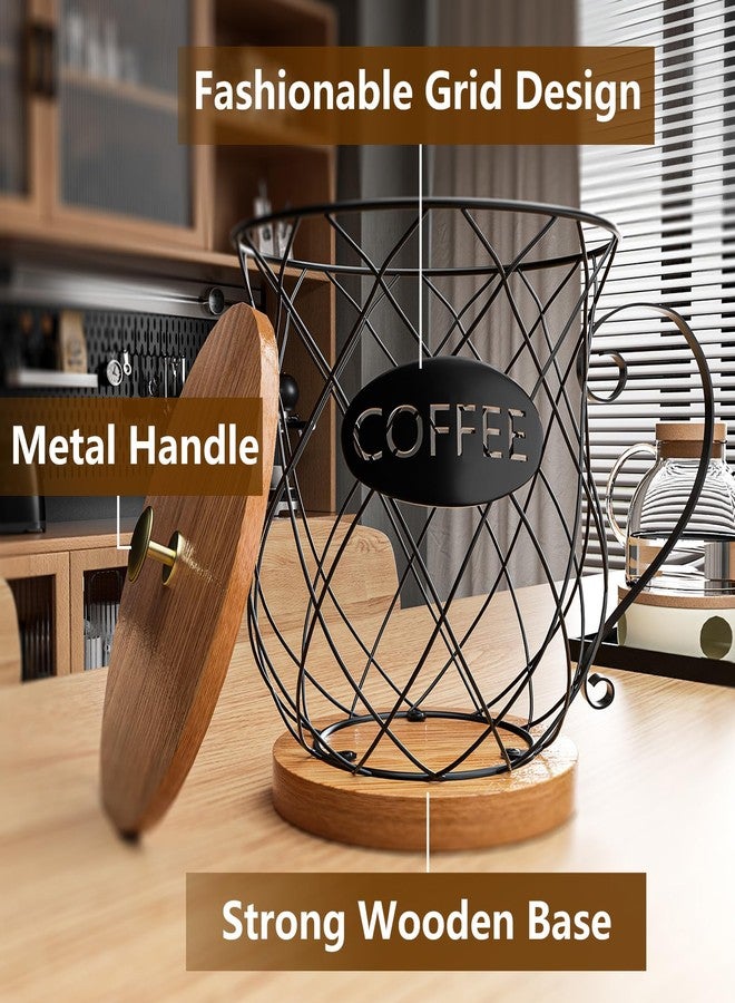 CORTNK Coffee Pod Holder with Lid - Large Capacity Black K Cup Holder Organizer for Counter - Coffee Bar Accessories Decor Station for Pods, Espresso, Capsules, Creamer(Prismatic Grid) - Image 5