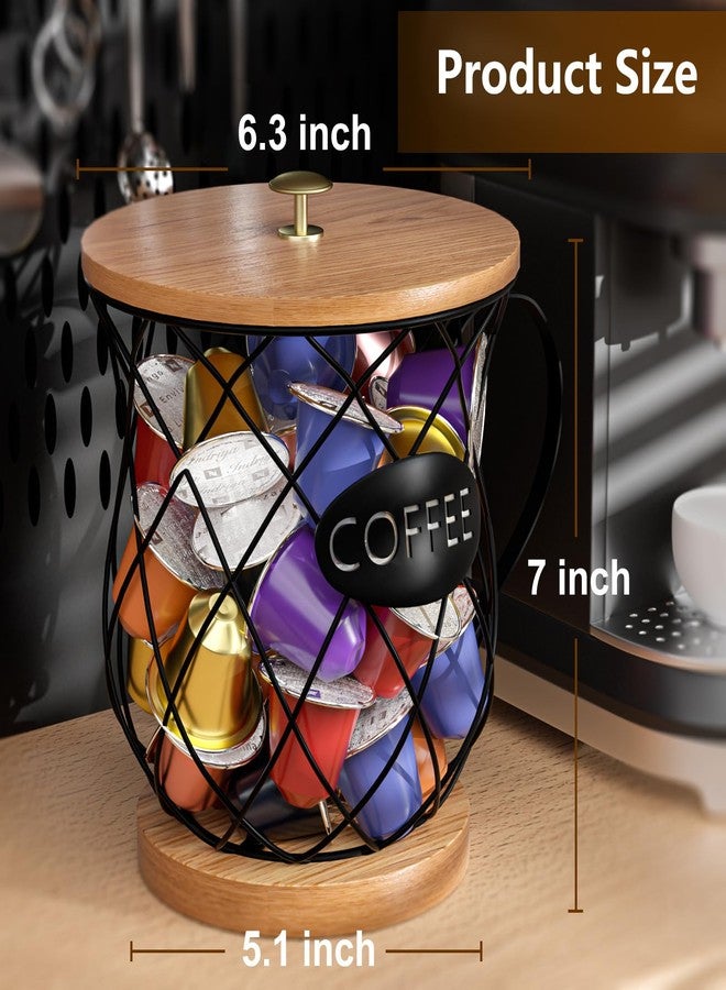 CORTNK Coffee Pod Holder with Lid - Large Capacity Black K Cup Holder Organizer for Counter - Coffee Bar Accessories Decor Station for Pods, Espresso, Capsules, Creamer(Prismatic Grid) - Image 2