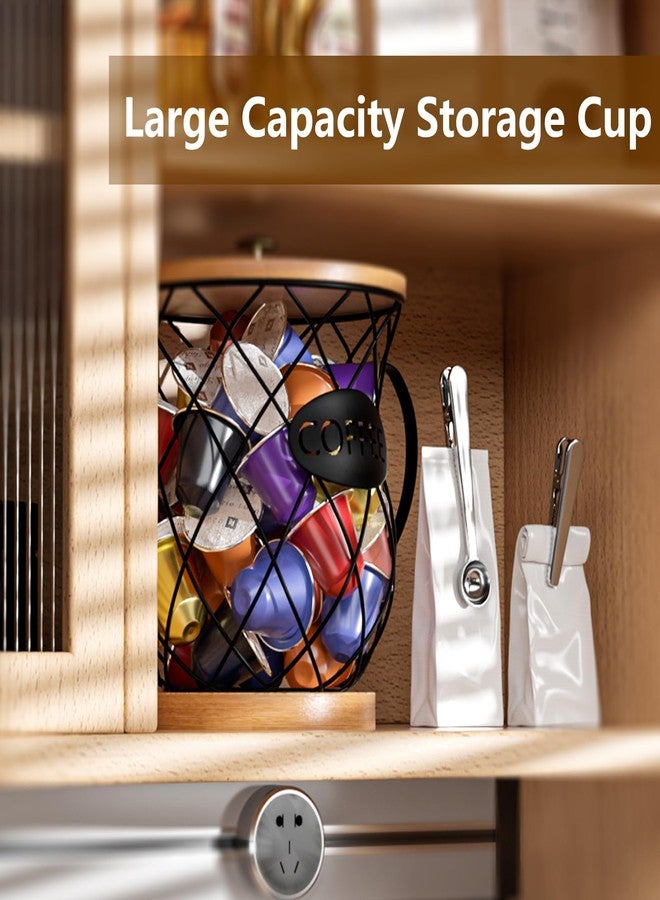 CORTNK Coffee Pod Holder with Lid - Large Capacity Black K Cup Holder Organizer for Counter - Coffee Bar Accessories Decor Station for Pods, Espresso, Capsules, Creamer(Prismatic Grid) - Image 3