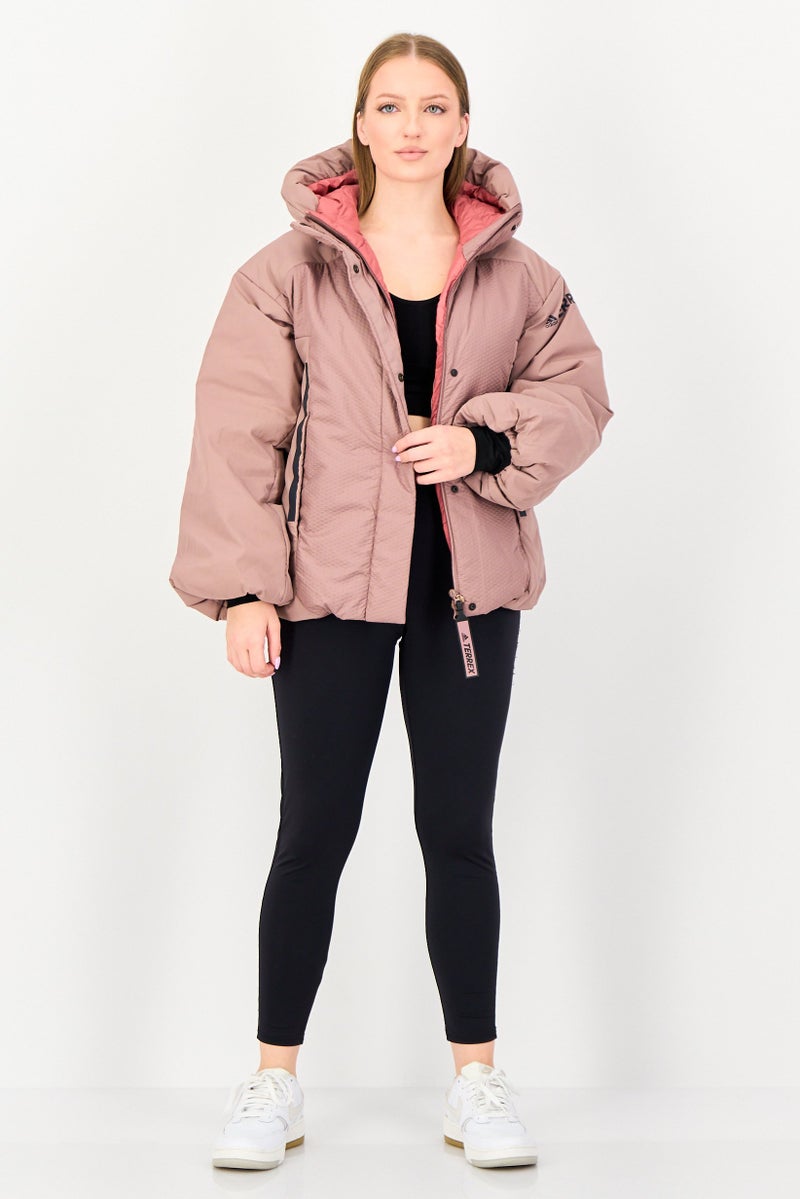 Adidas Women Sportswear Fit Long Sleeve Outdoor Jacket, Mauve - Image 4