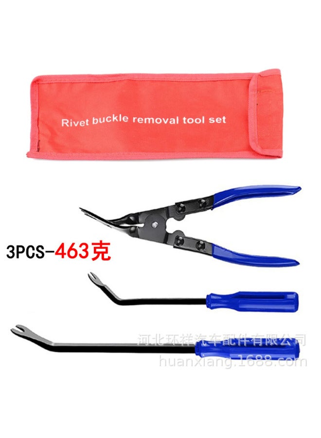 Light-on Pliers 3-piece Set Of Push-down Rubber Buckle Removal Pliers Rivet Door Panel Buckle Screwdriver 6-inch Car Buckle Removal And Assembly Tool