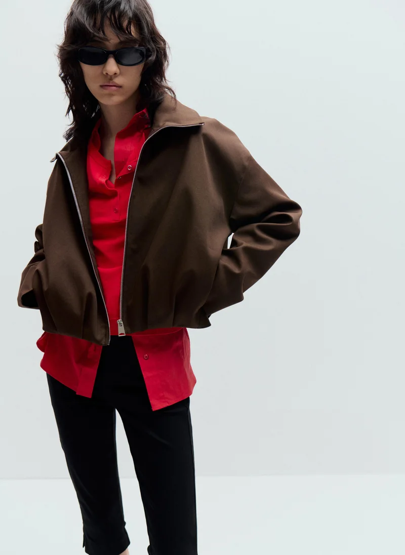 Oversized Funnel-Neck Jacket