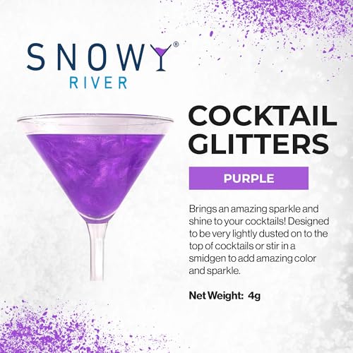 Snowy River غبار الكوكتيل الأرجواني من سنوي ريفر - غبار مشروبات صالح للأكل طبيعي بالكامل للكوكتيلات والنبيذ والشامبانيا والصودا، مثالي للحفلات أو لتزيين الكعك (4 جرام، أرجواني) - Image 2
