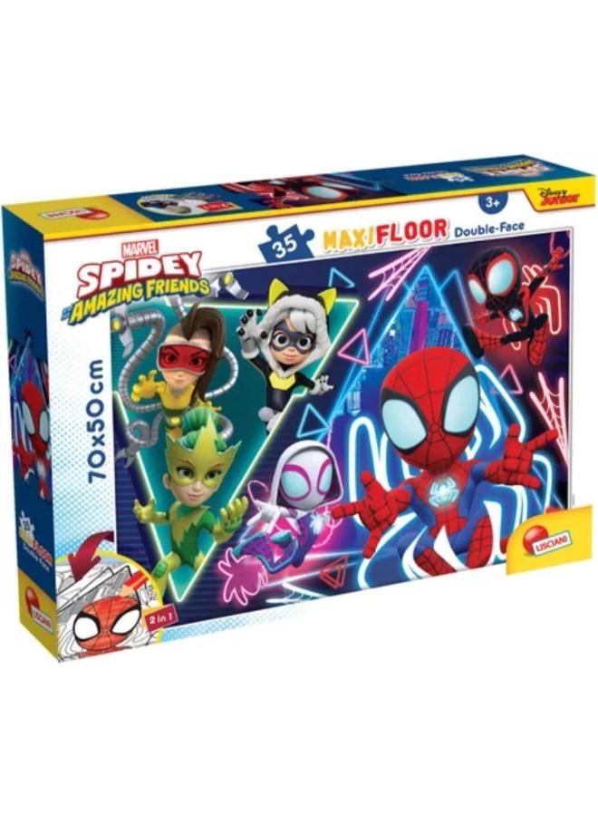 Lisciani Marvel Spidey Double-Face Maxi Floor Puzzle - 35 Pieces - Image 1