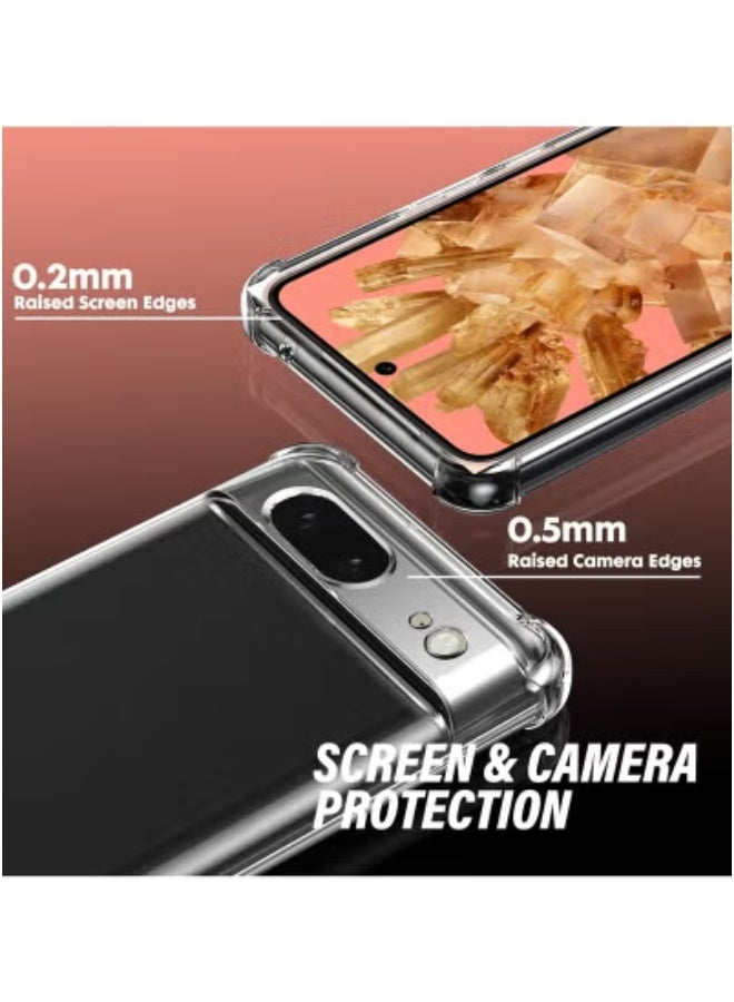 JAJEEK Clear Case for Google Pixel 8 with 1 Screen Protector | Transparent Full-Body Protective Cover with Shockproof TPU Bumper | Slim Silicone Anti-Scratch Phone Case for Pixel 8 | Drop-Resistant, Lightweight & Easy Grip Design for Daily Protection - Image 2