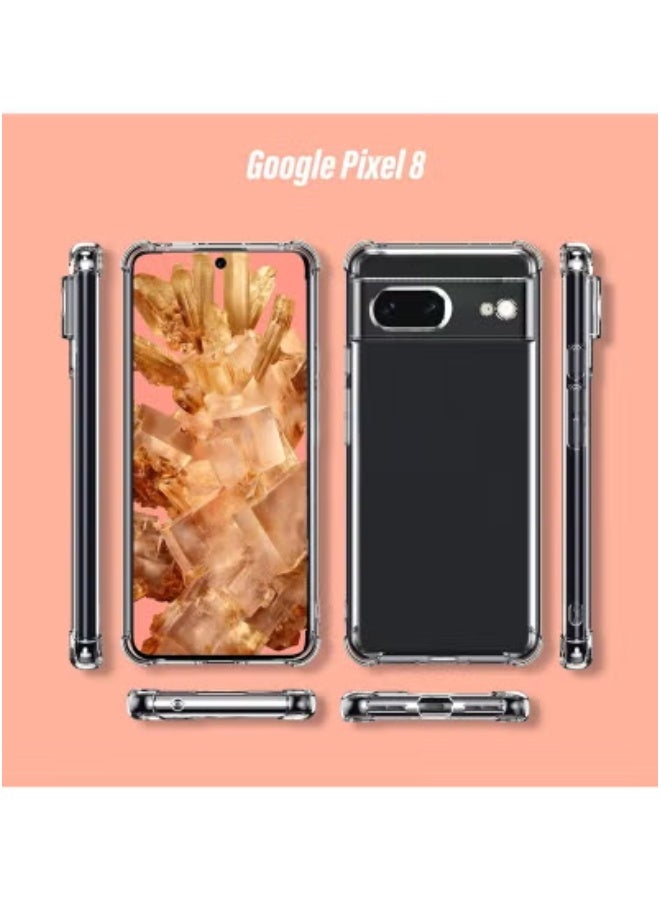 JAJEEK Clear Case for Google Pixel 8 with 1 Screen Protector | Transparent Full-Body Protective Cover with Shockproof TPU Bumper | Slim Silicone Anti-Scratch Phone Case for Pixel 8 | Drop-Resistant, Lightweight & Easy Grip Design for Daily Protection - Image 4