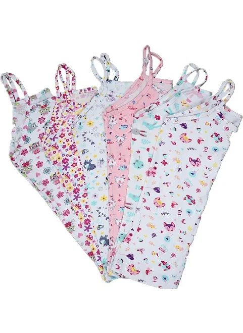 Tutku Passion Girl Elastane Printed Rope Suspender Undershirt 3 Pack