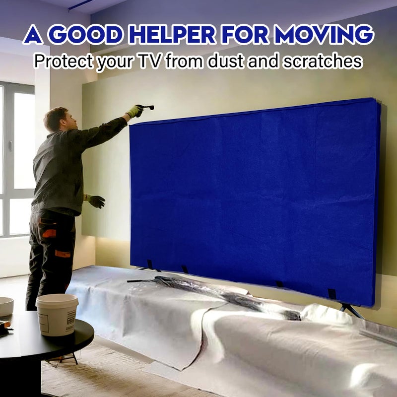 Wibeelee Tv Cover For Moving 70""-75"" Flat Screens Dust & Anti-Scratch Tv Screen Protector Cover With Bottom Strap For Moving  Painting  Renovation  Pet Scratch Prevention & Furniture Protection(Blue) - Image 4