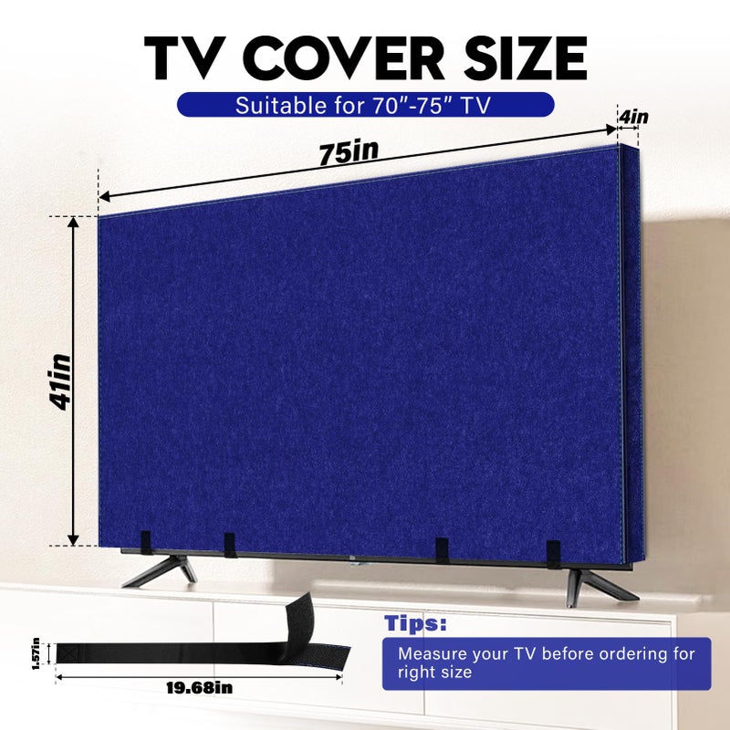 Wibeelee Tv Cover For Moving 70""-75"" Flat Screens Dust & Anti-Scratch Tv Screen Protector Cover With Bottom Strap For Moving  Painting  Renovation  Pet Scratch Prevention & Furniture Protection(Blue) - Image 2